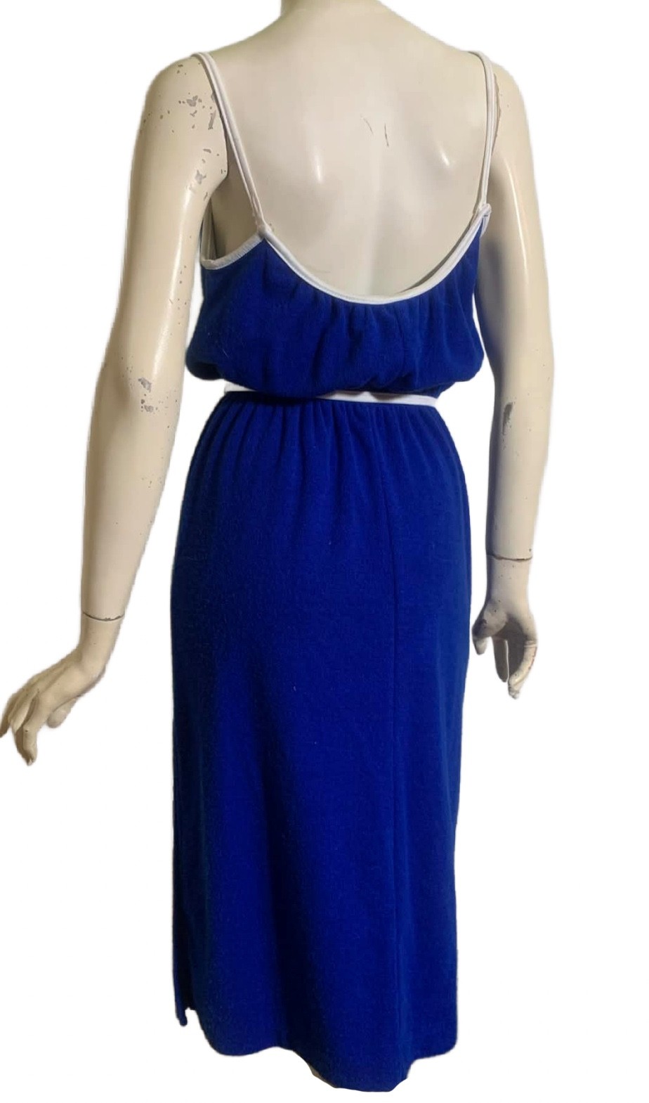 True Vintage Royal Blue Terry Cloth Summer Swim Sun Dress 1980s