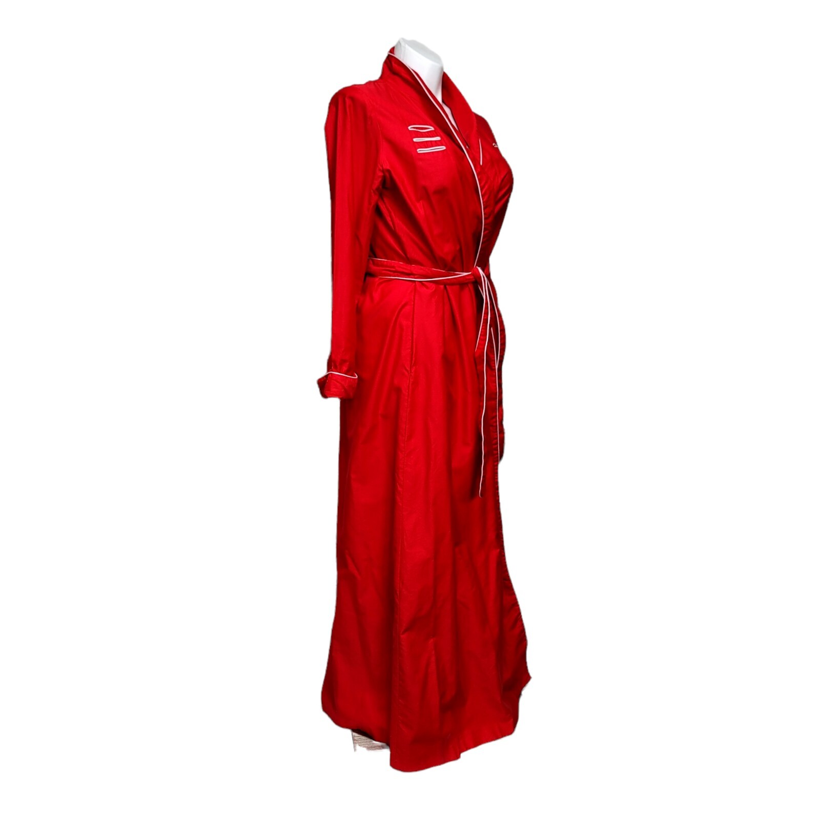 Vintage 70s 80s David Brown California Size L Red White Piping Lightweight Robe