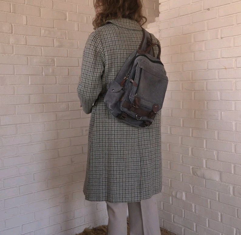 Vtg 60s Harris Tweed Green Wool Coat Women’s 14, AS IS *