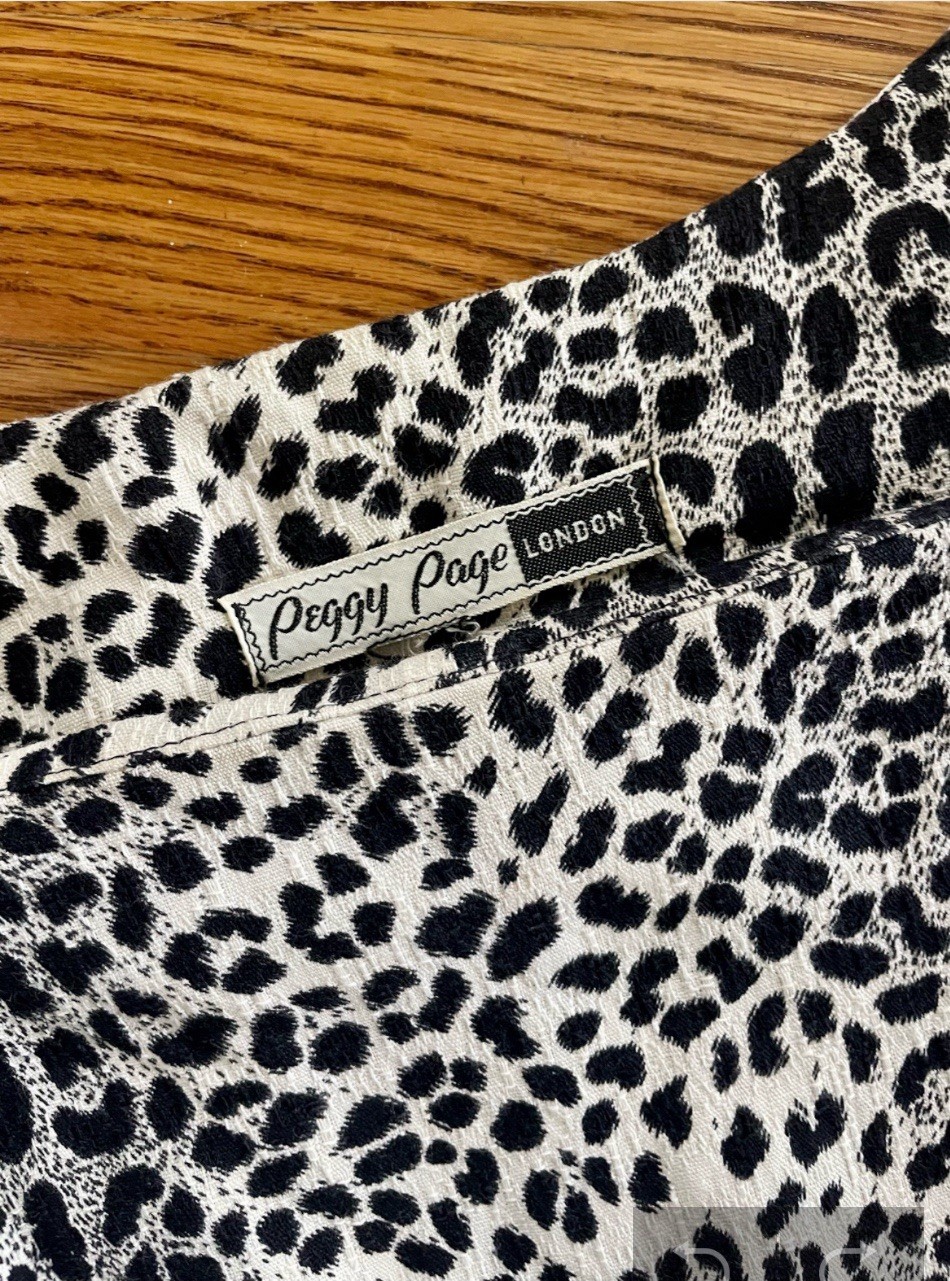 Vintage 1950s Peggy Page Cheetah Print Dress w/ Original Waist Tie S