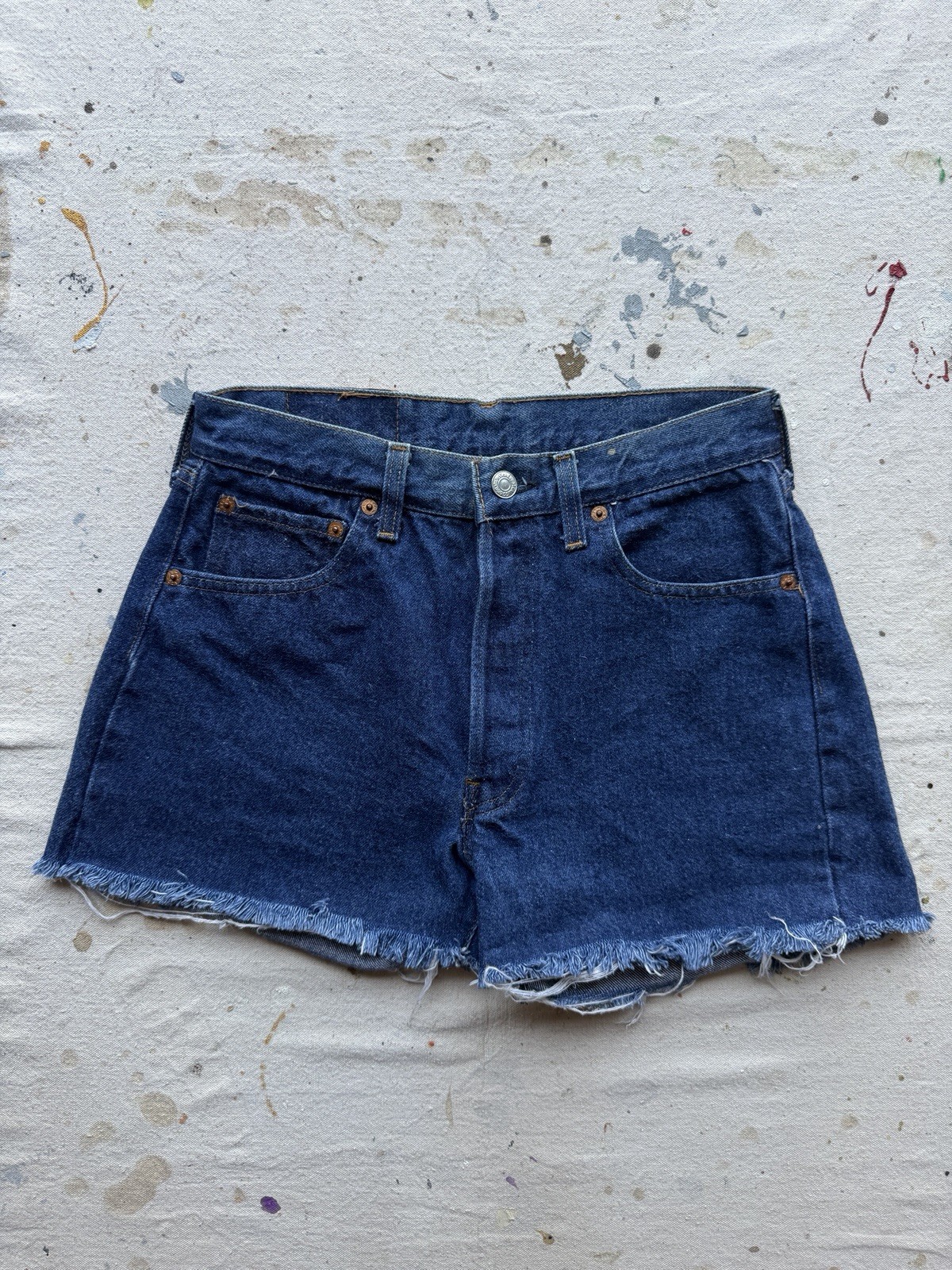 VTG 80s Levi’s 501 Redline Women’s Daisy Duke Cutoff Denim Shorts Size 28 Dark