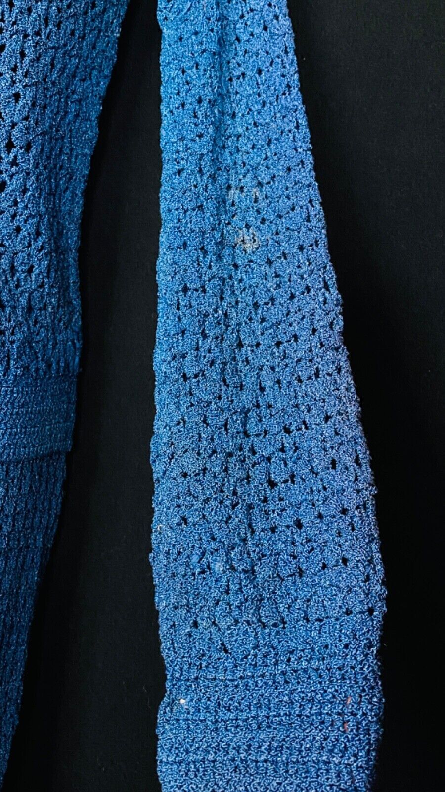 Vintage 1930s blue knit dress set, skirt long sleeve 1940s sweater outfit S M