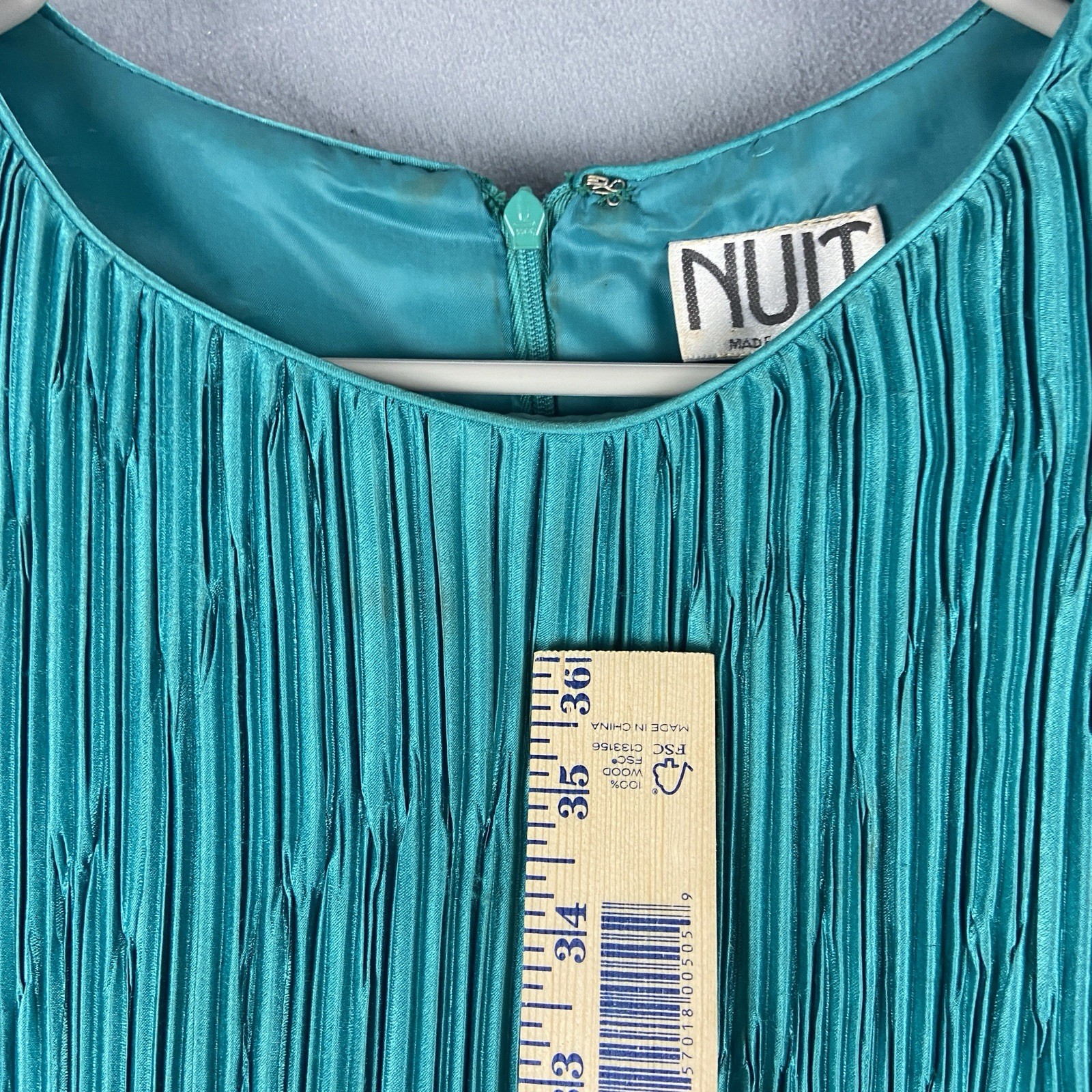 Vintage 80s Nuit Dress Balloon Sleeve Pleated Designing Women Evening Cocktail