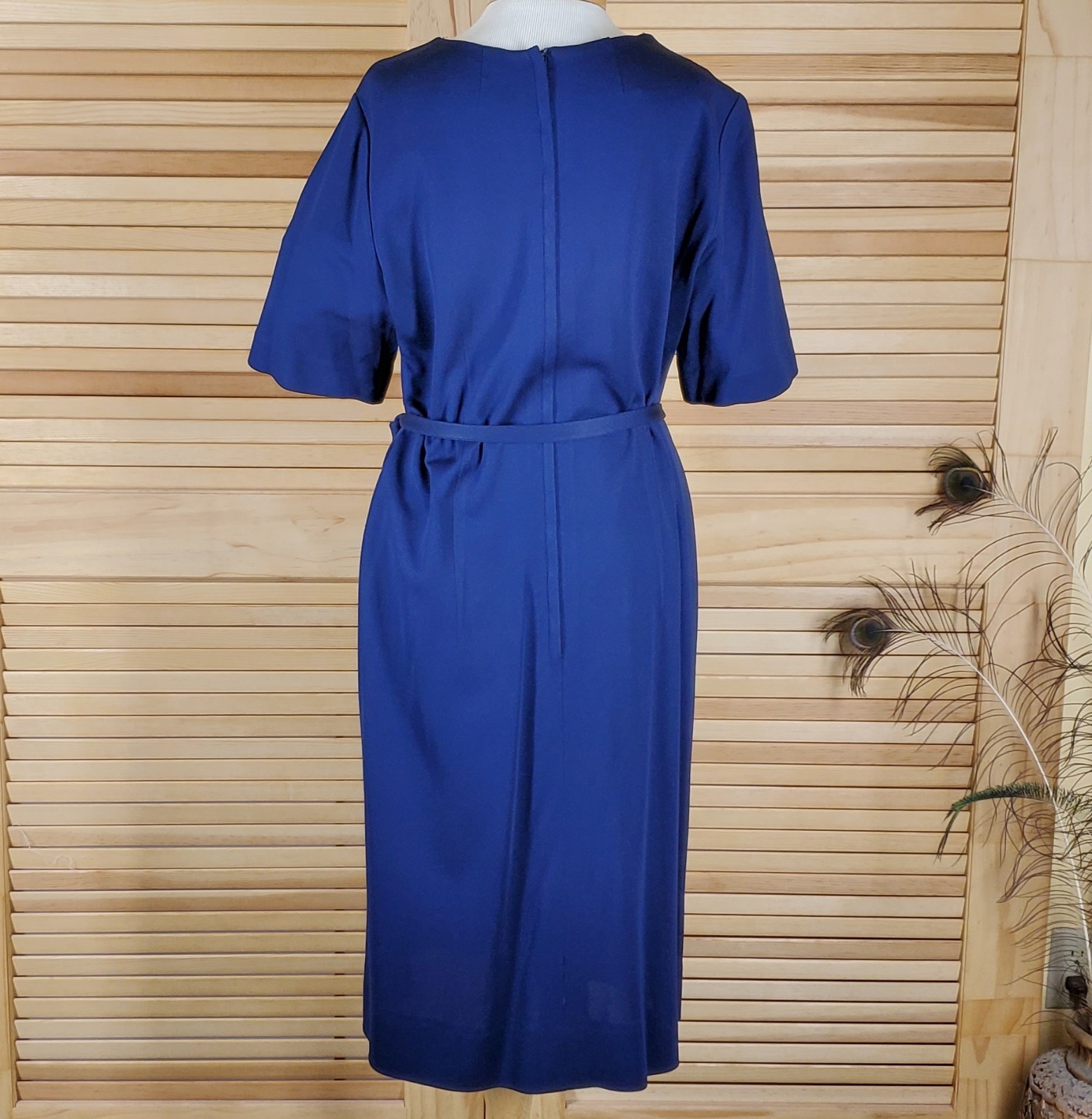 Vintage 60s dress shift navy blue Herbert Levy Chest 22 Hips 22 poly back zipper