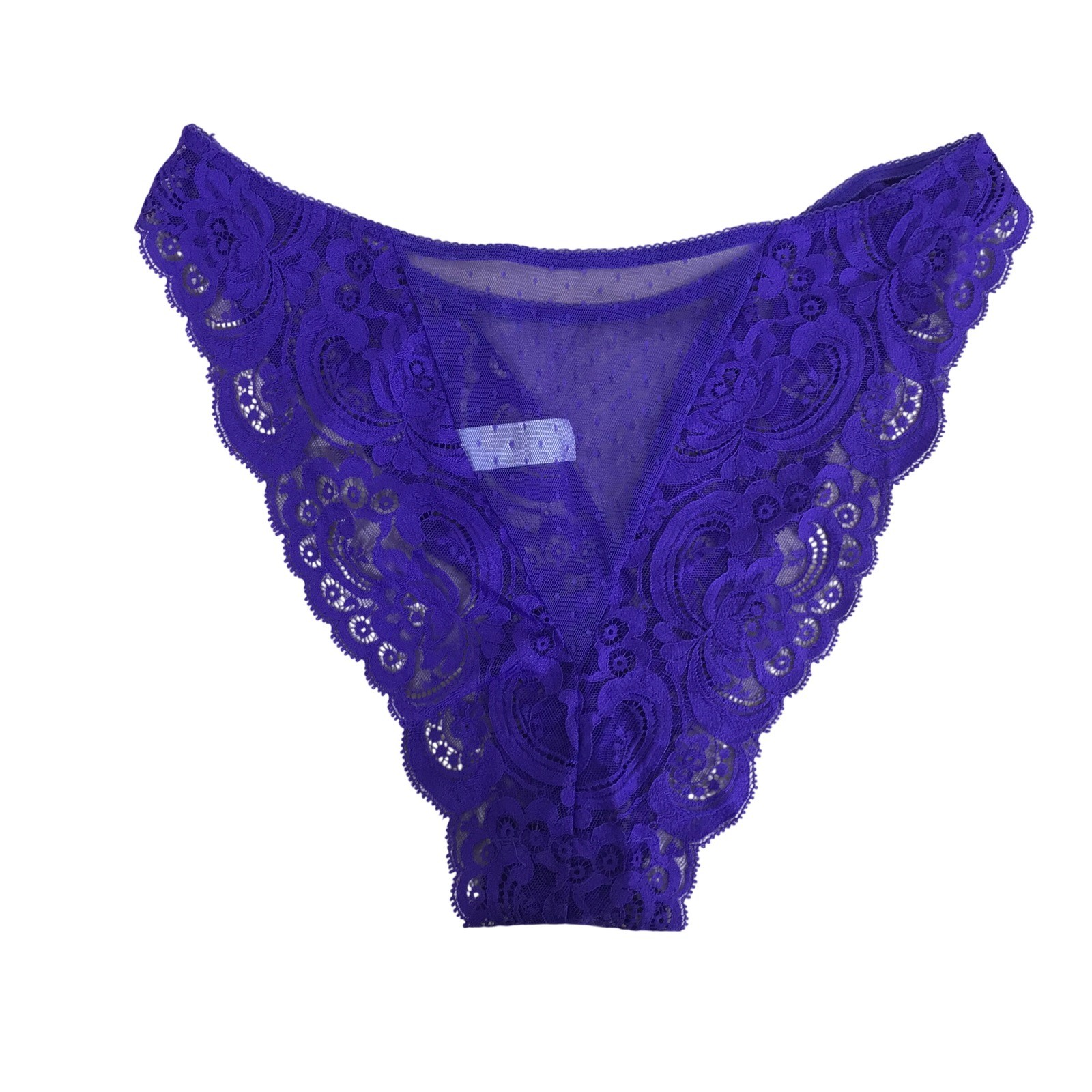 Vintage Victorias Secret Purple Floral Lace Point Desprit High Cut Panty Medium