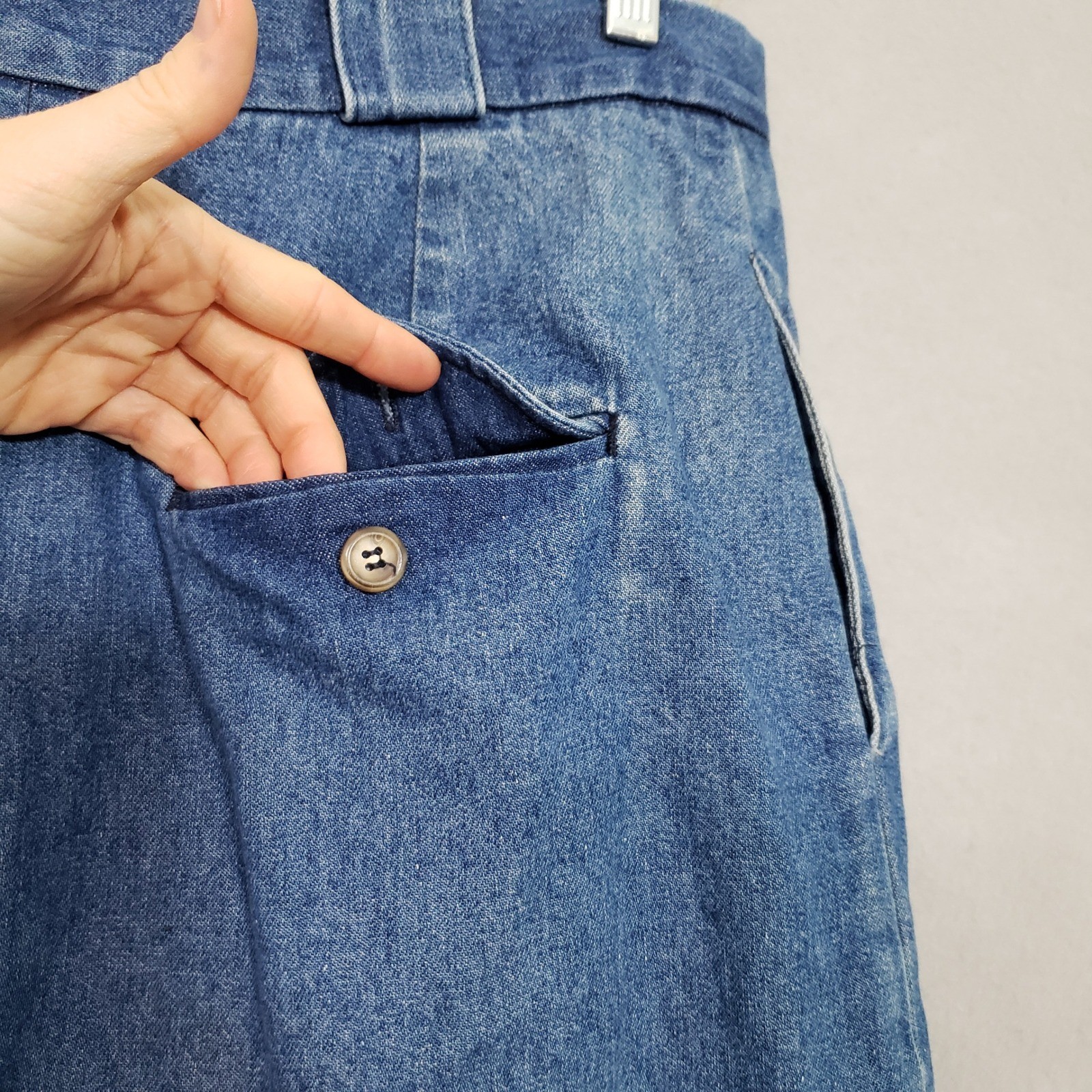 American Eagle Womens 31 Vintage Denim Midi Skirt Blue Pleated High Waist 90s