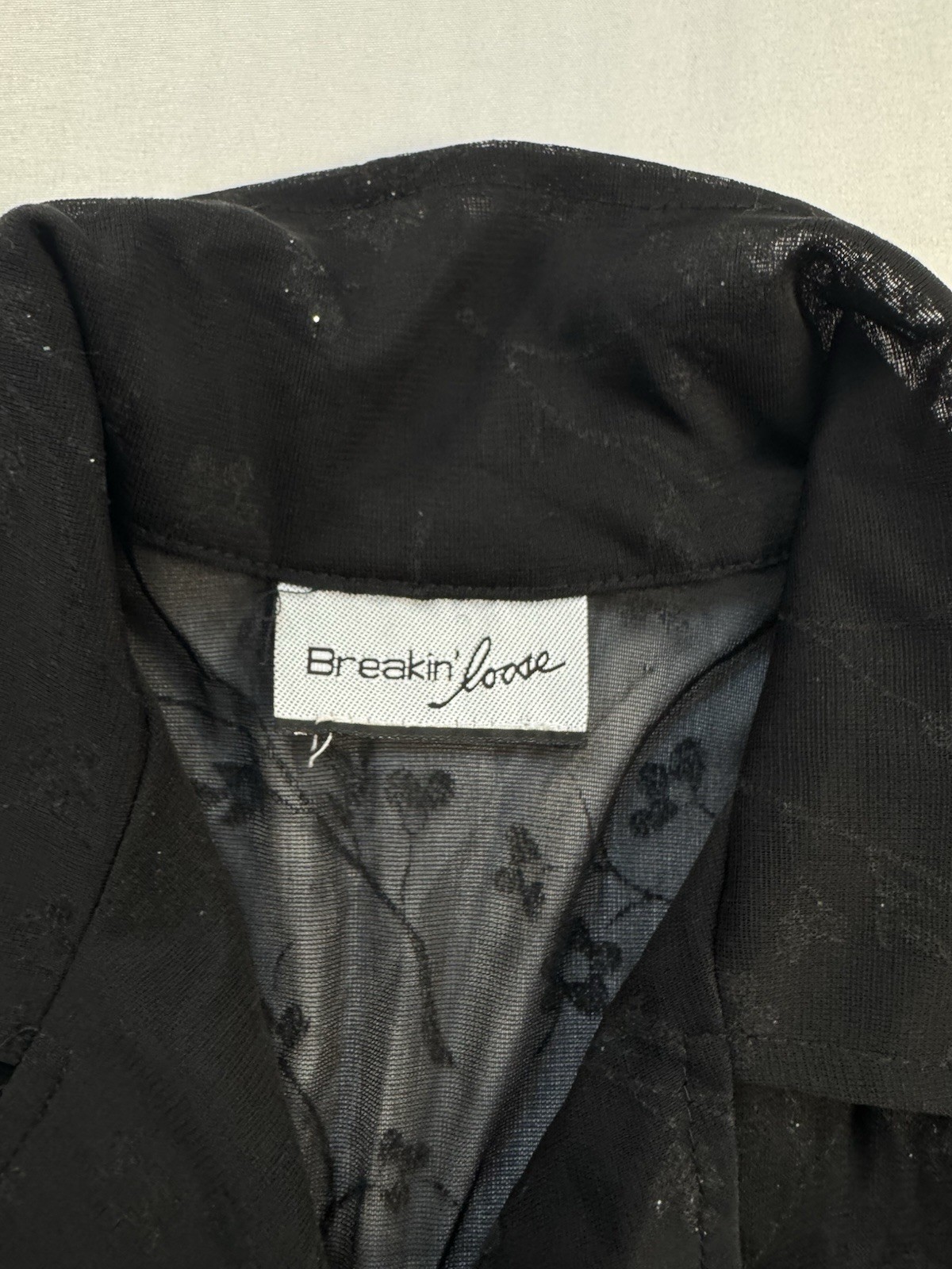 Vintage 90s Breakin Loose Sheer Black Glitter Mesh Duster Midi Shirt Dress Small
