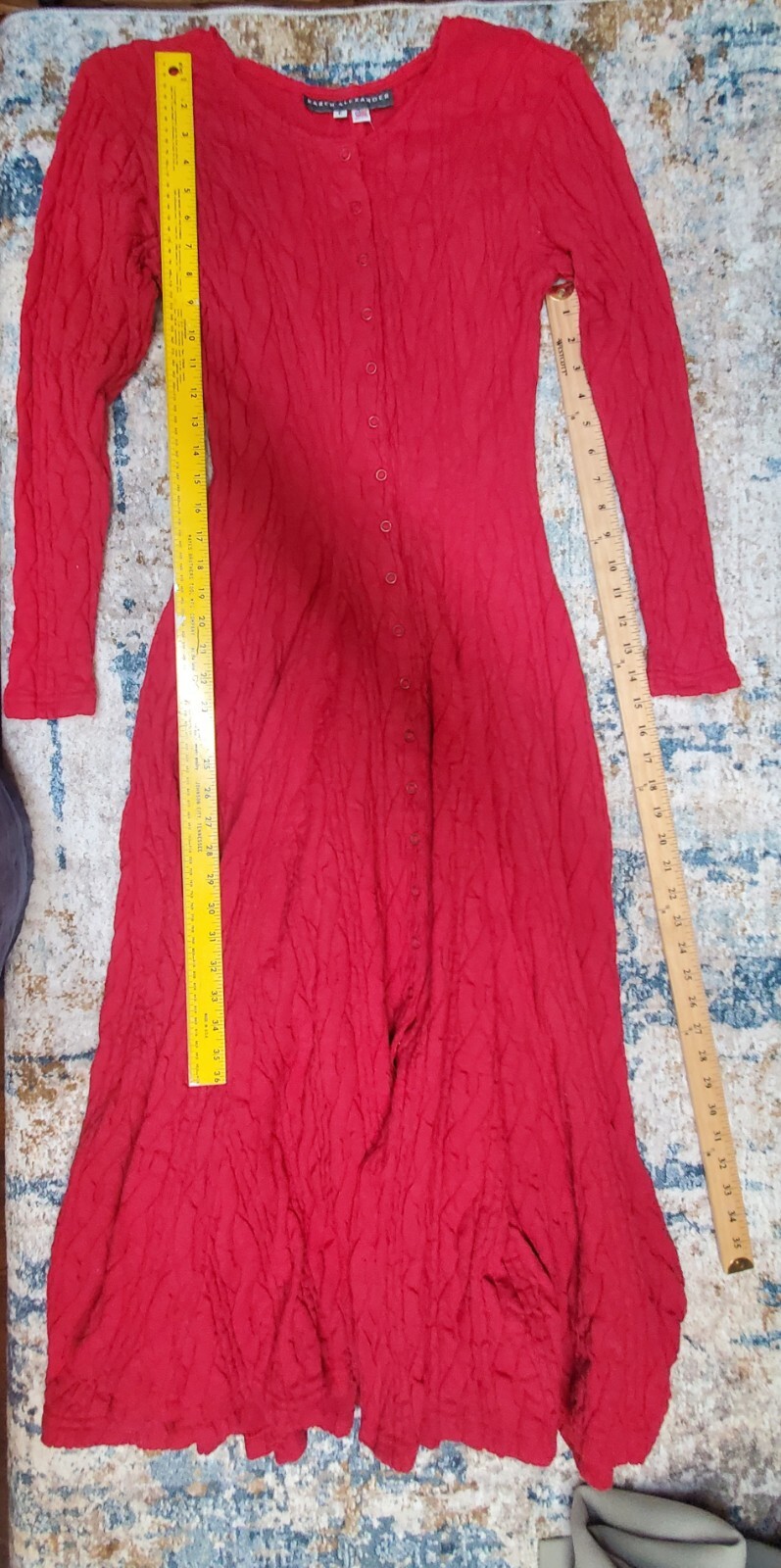 VTG 80s KAREN ALEXANDER Red Snap Up A Line Style Dress Sz S Read Description