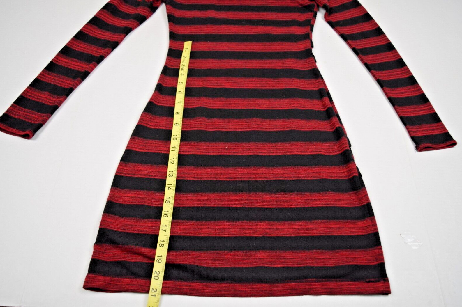 Vintage Mini Dress MSSP Size XS 90s Black Red Striped Bandage Style Soft Stretch
