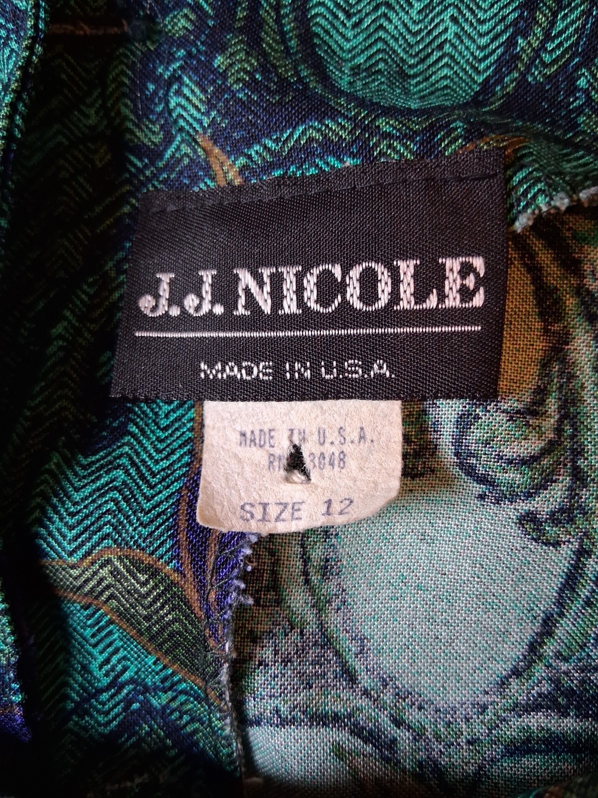 Vintage 1980s JJ Nicole Jewel Tone 2-Piece Puff Sleeve Mob Wife Secretary Dress