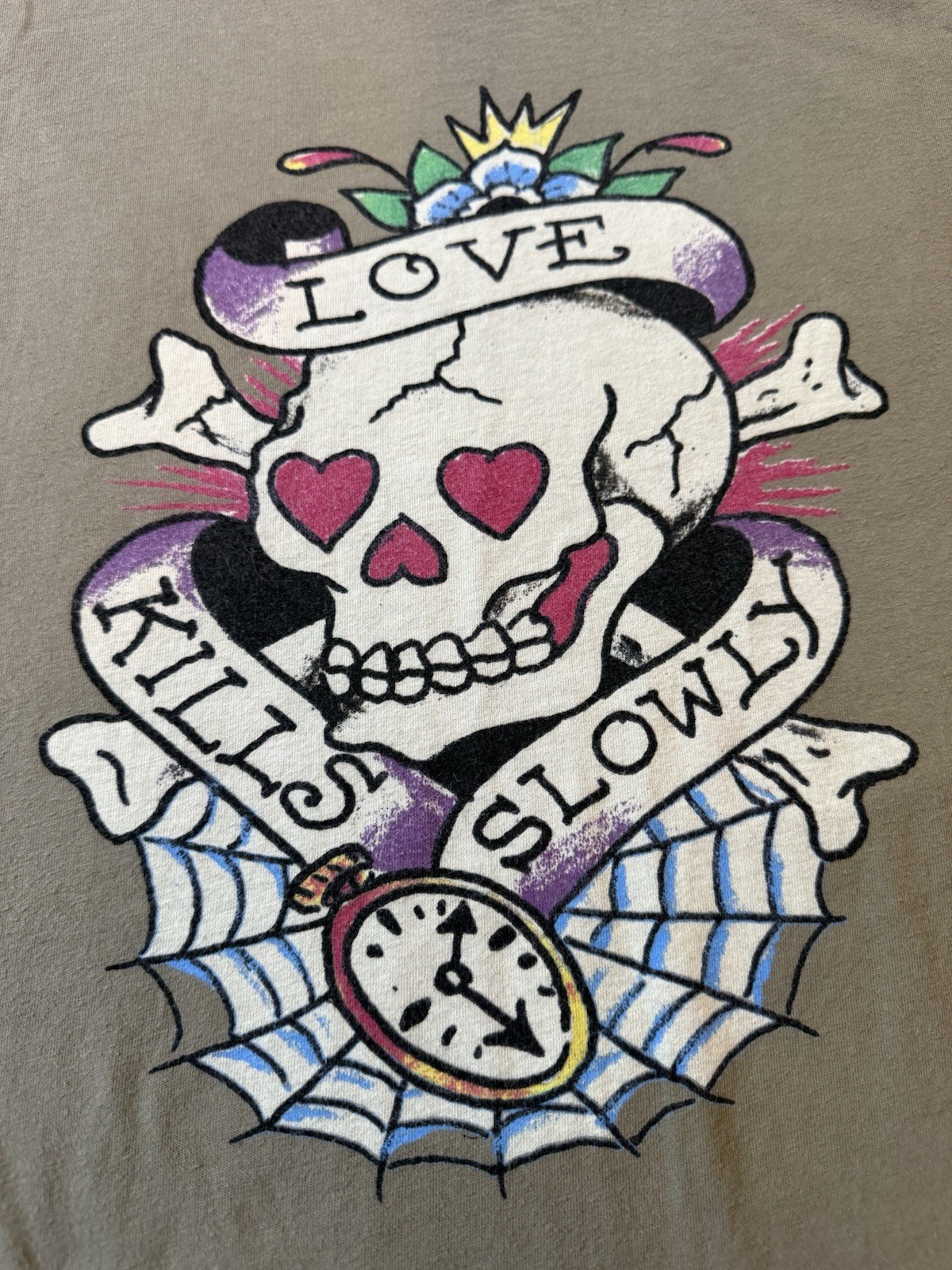 Vintage Y2K Ed Hardy Christian Audigier Mesh Tattoo Sleeve Love Kills Slowly Top