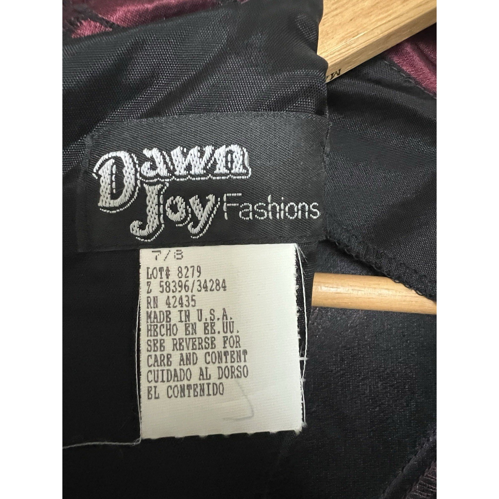 Vintage 90s Dawn Joy Satin Cheongsam Maxi Dress Burgundy Floral Goth Y2K 7/8