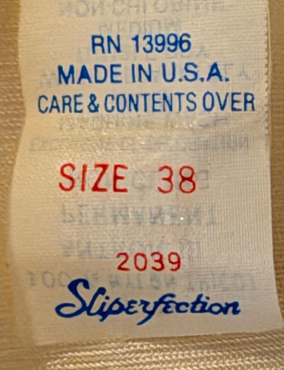 VTG 80’s USA Made Ivory Lace Trimmed Satin 100% Nylon Tricot Antron III Slip 38