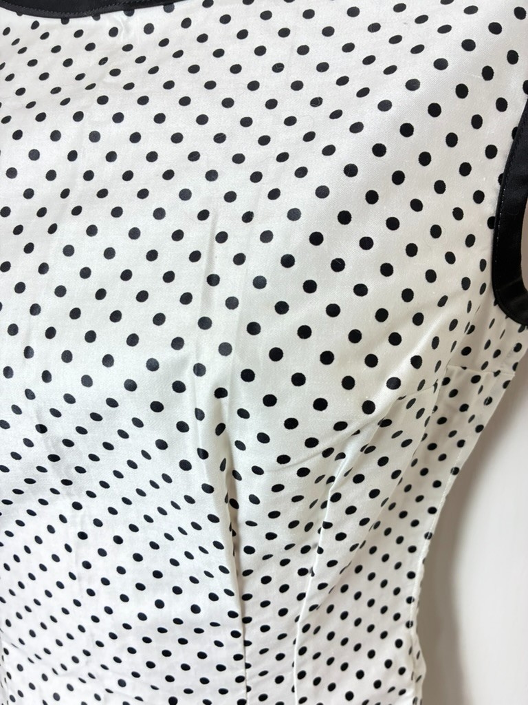 VTG 1960’s Home Made Blk Polka Dot Dress S Sleeveless Shift USA Cotton