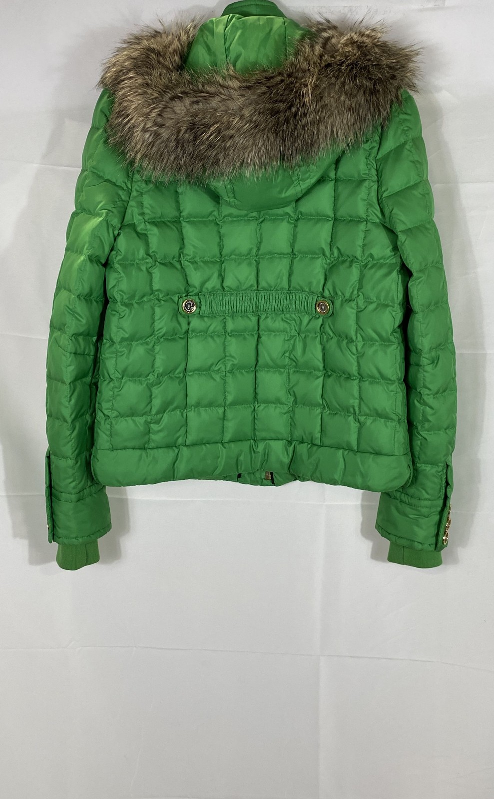 Vintage Y2K Juicy Couture Women’s Green Quilted Down Puffer Jacket Hood Sz M