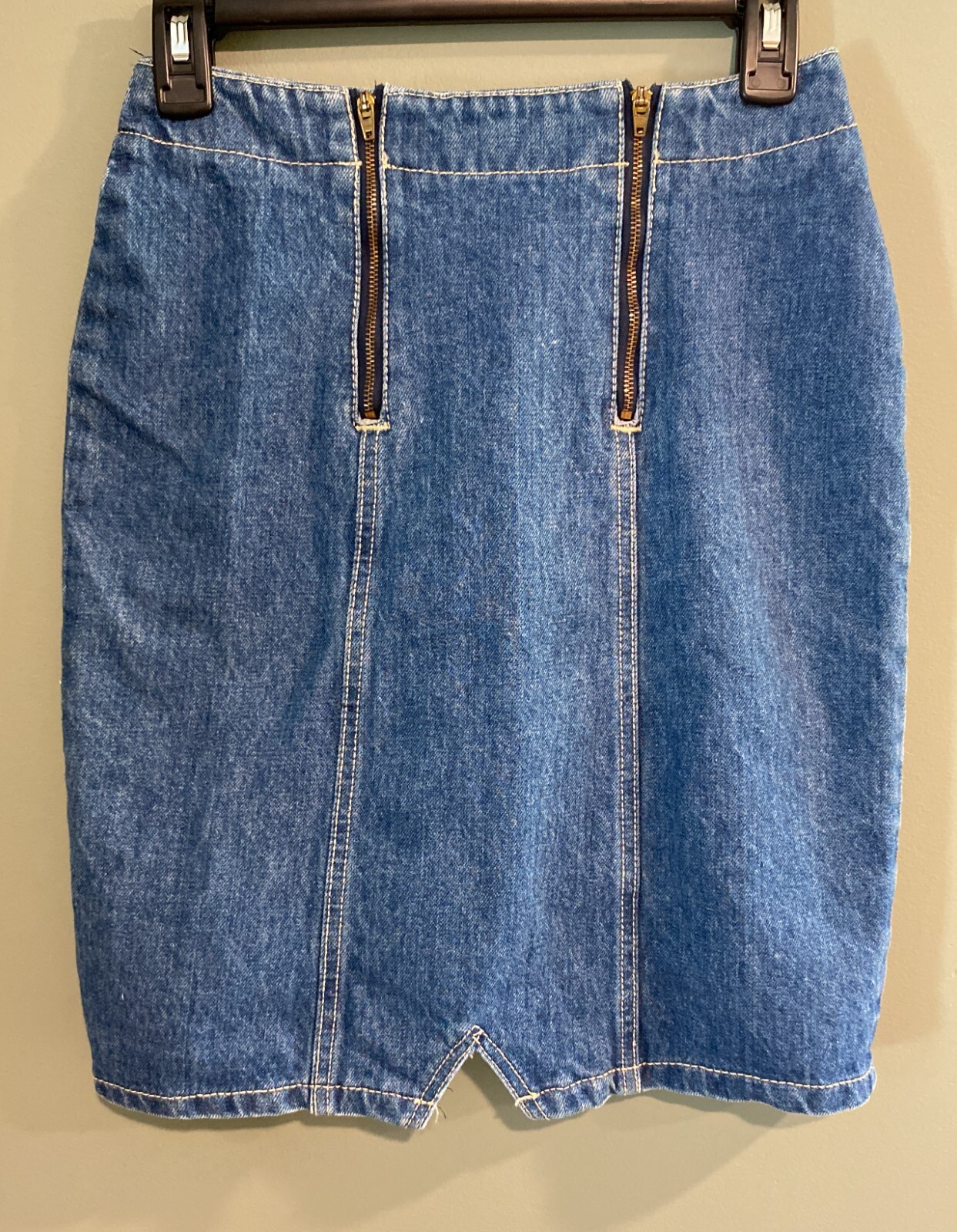 GITANO Vintage Jean Skirt – Size 9/10 – 2 Zippers – Front Slit – No Pockets