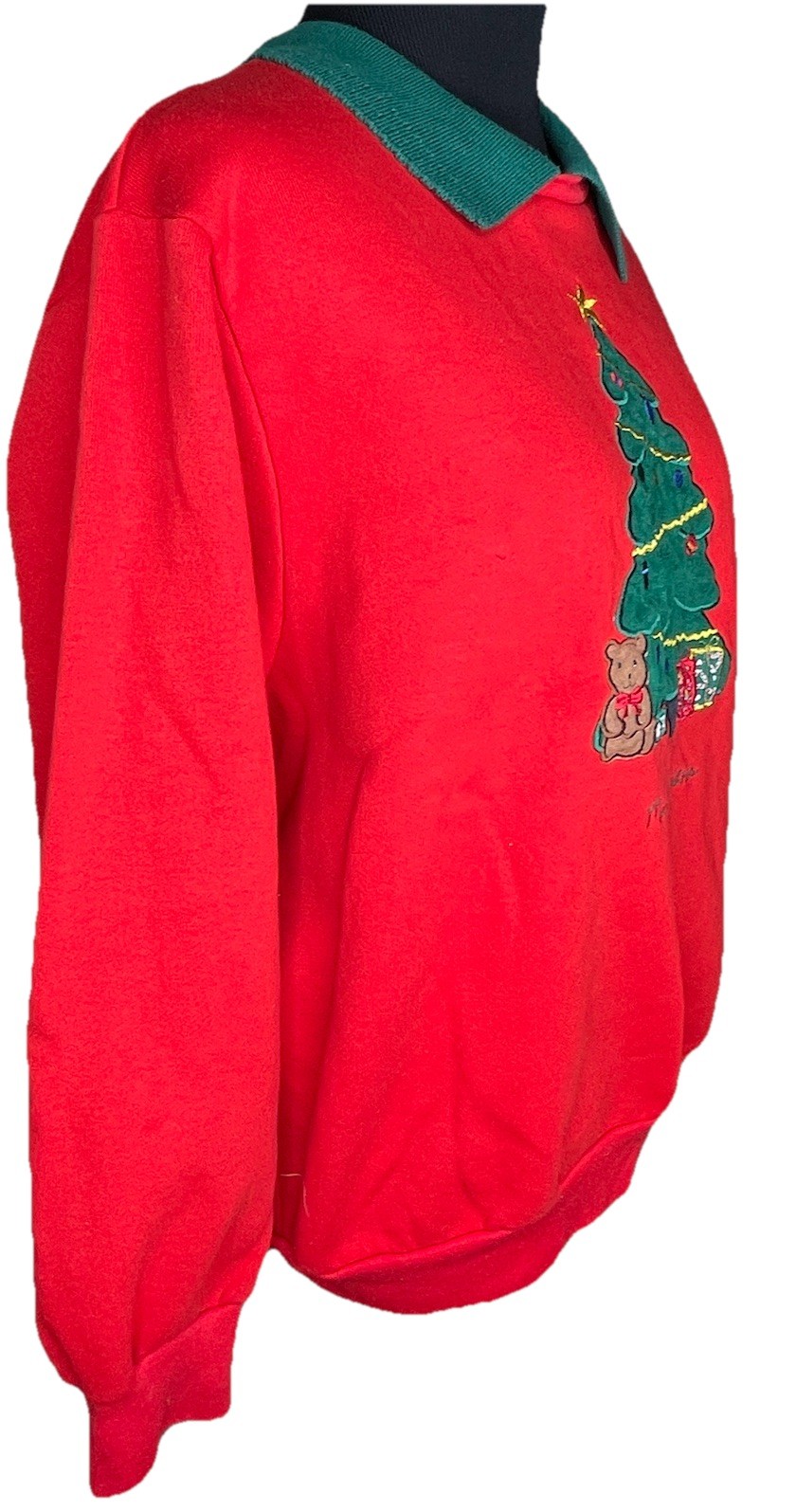 Bon-Worth Collared Christmas Sweater Bear Tree Red Green M Granny geek