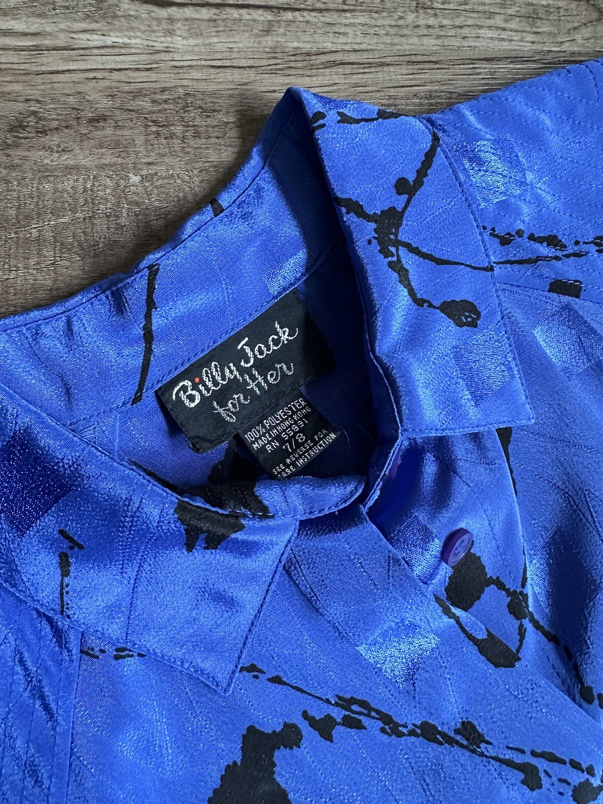 Vintage Billy Jack For Her Dress Size 7/8 Blue With Black Splatter Design