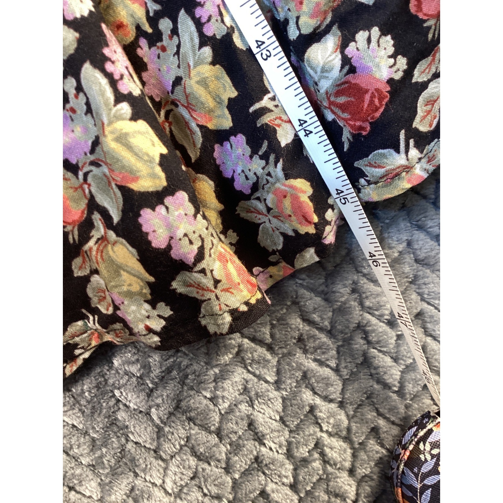 Vintage Leslie Fay Floral Midi Dress Black Long Sleeve 90s USA Made Size 8