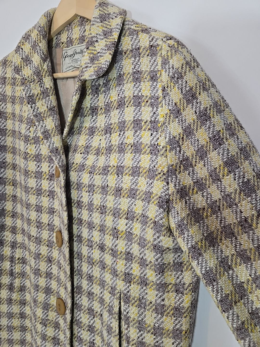 George Straith Ltd Vintage 60s Plaid Woolen Scottish Tweed Dress Coat Size S/M