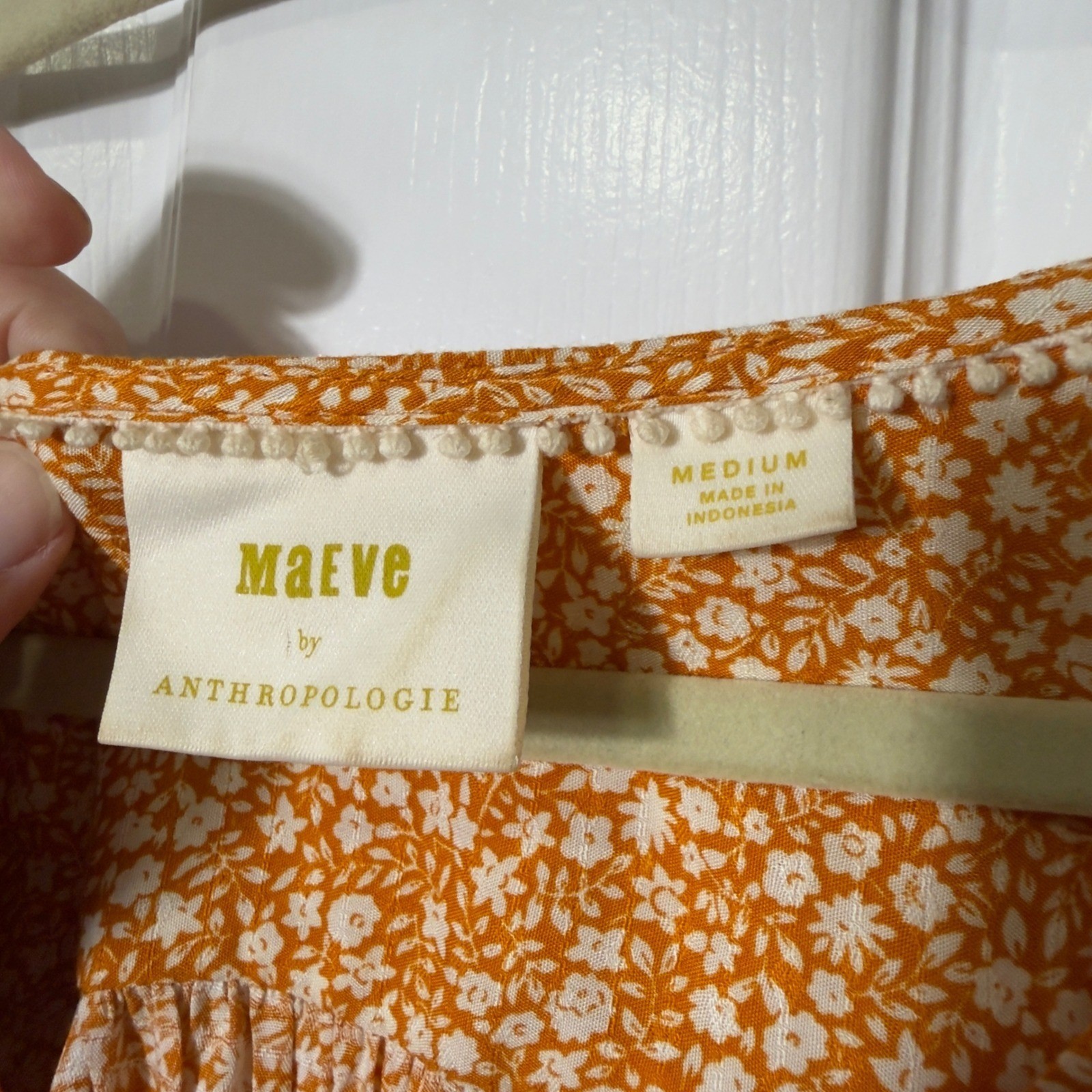 Anthropologie Maeve Venice Floral Peasant Blouse Mustard Orange Medium
