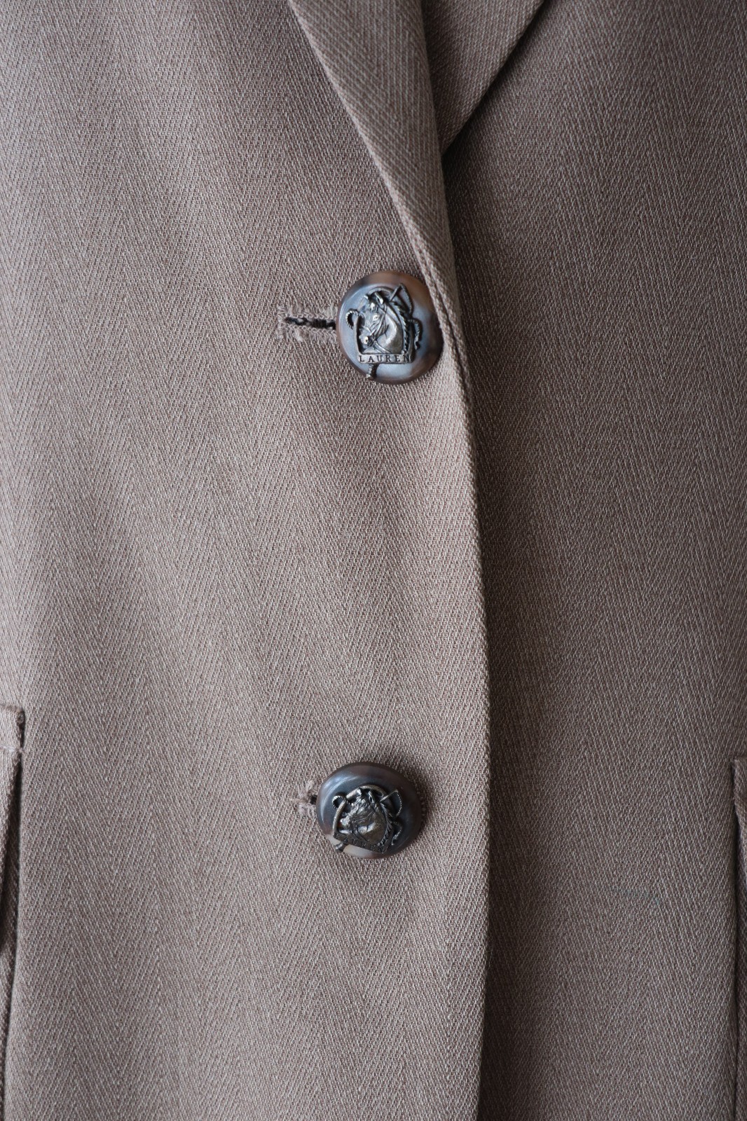 Ralph Lauren Beige Rayon Wool Equestrian Horse Buttons Blazer Jacket Women M