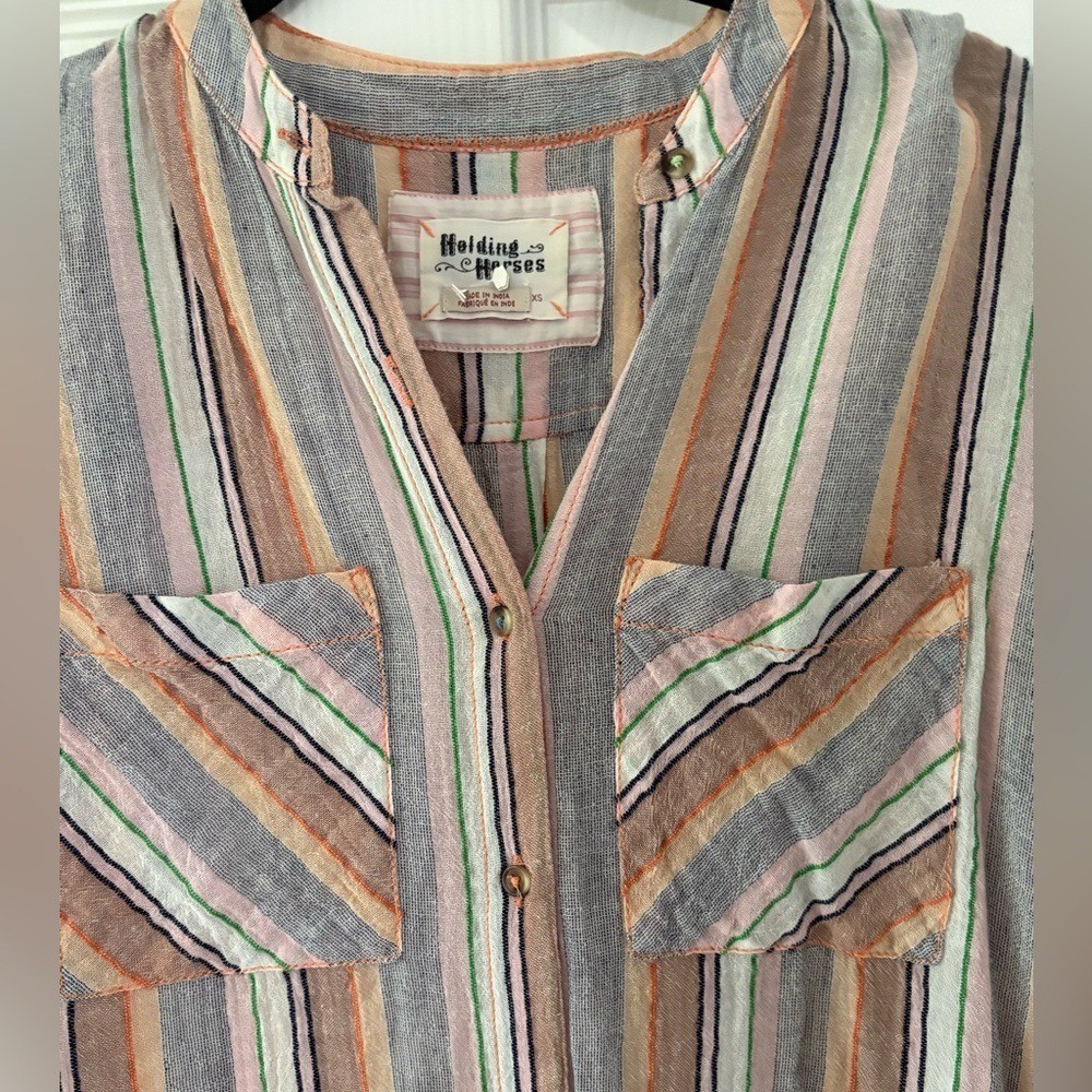 Holding Horses Anthropologie oversized striped sleeveless tunic top