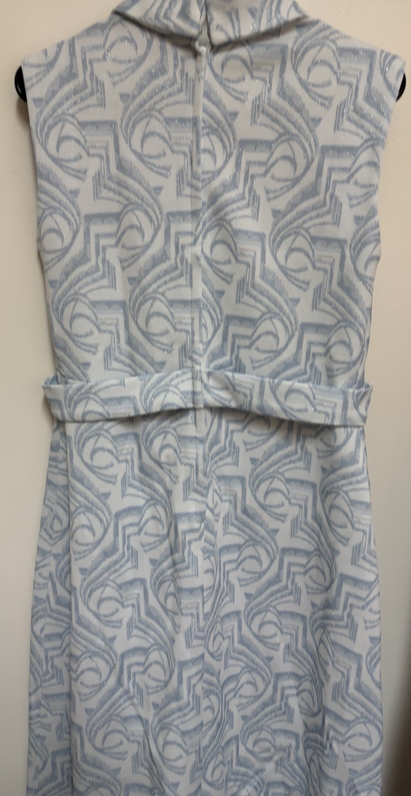 Vtg 60s 70s Mod Blue Silver Metallic Lounging Maxi Dress Hostess Dressing Gown 6