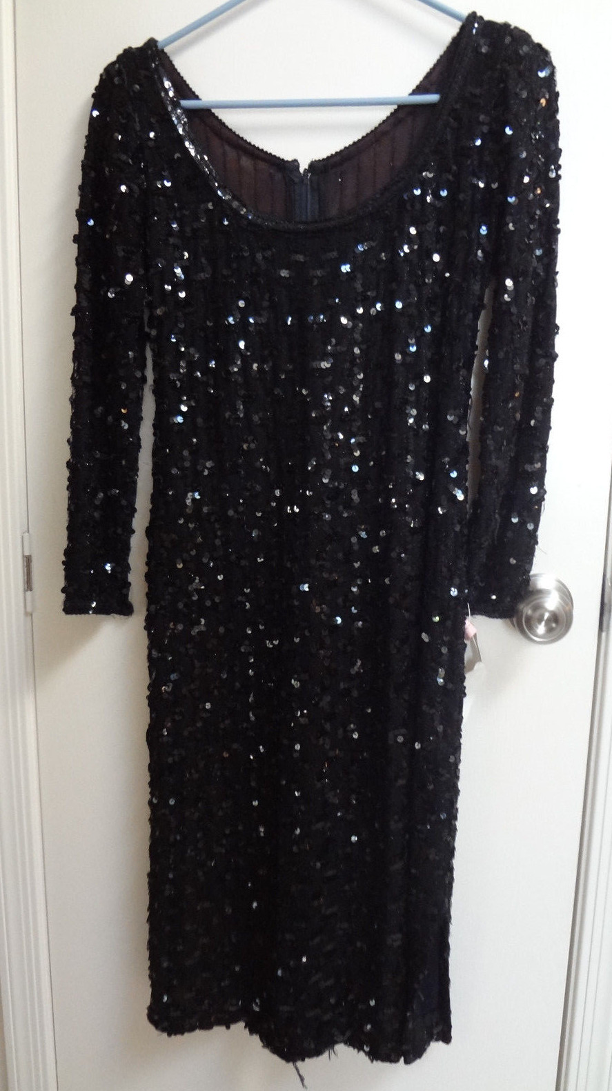 Lee Jordan New York Vintage Dress Black Pin up Sequin M L evening cocktail