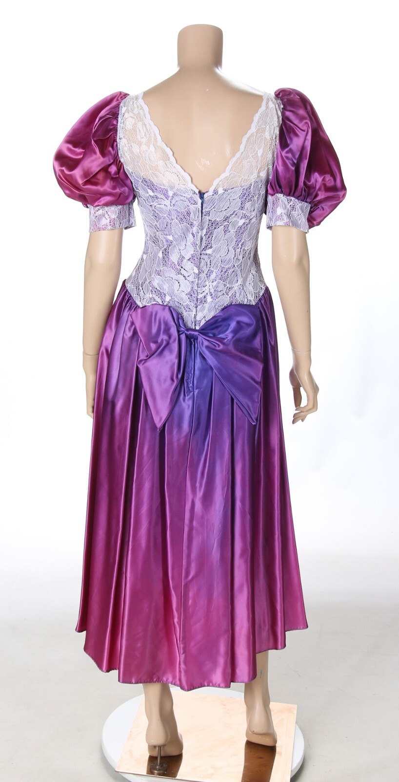 Do You Love Me? Vintage 80s Purple & White Lace Party Prom Bridesmaid Dress 8