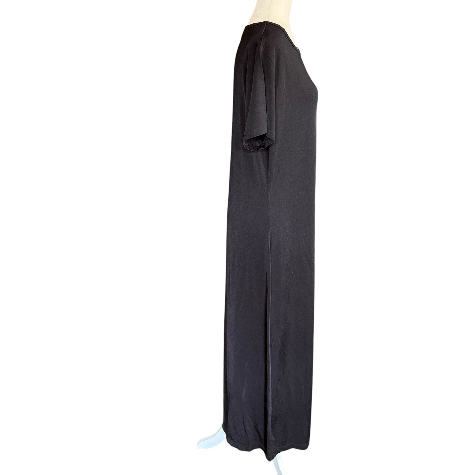 Vtg 80s Tapemeasure New York Maxi Dress Black L Stretch Gothic Witchy Classic