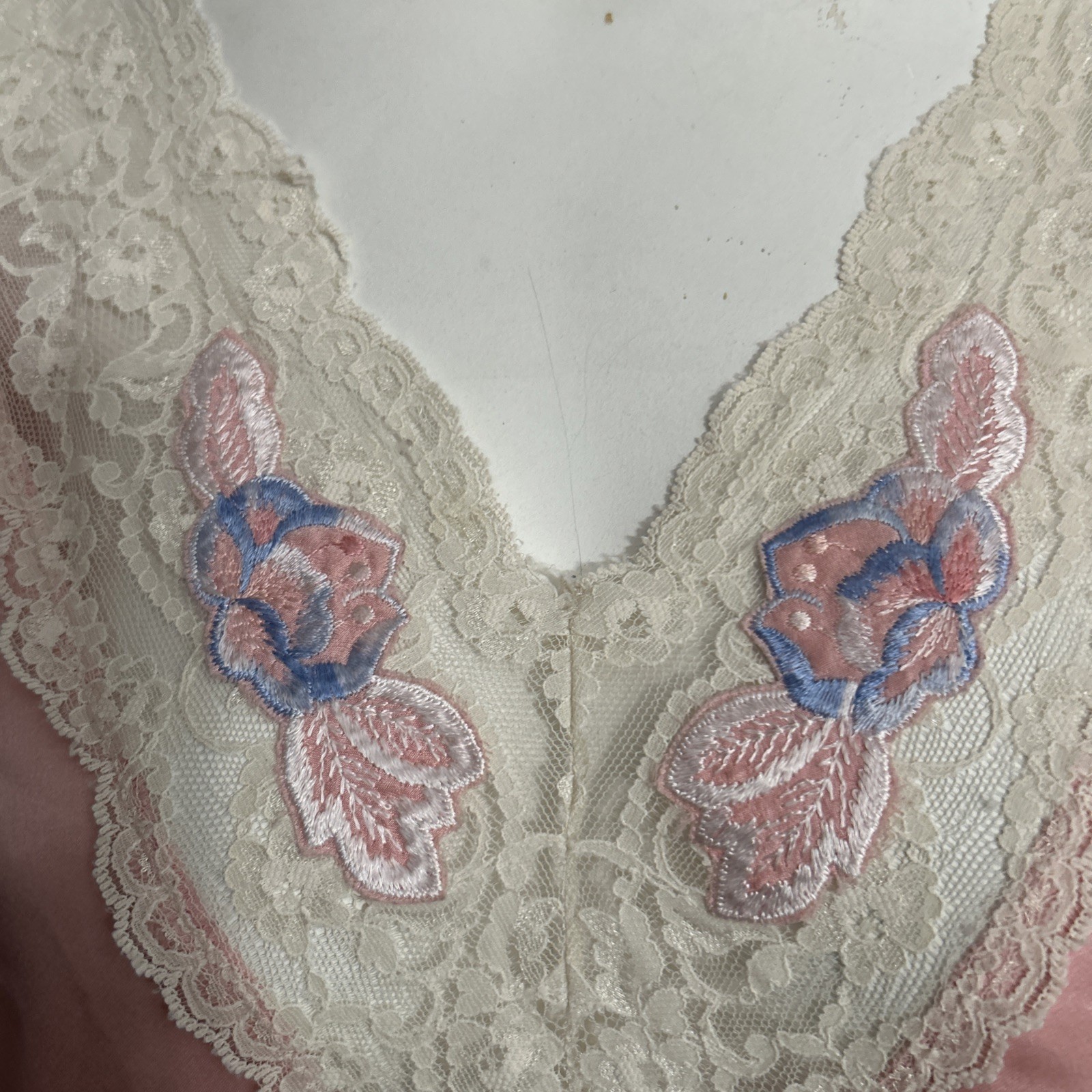 Vintage Val * Mode Sleepwear Gown, Large, Pink With Lace