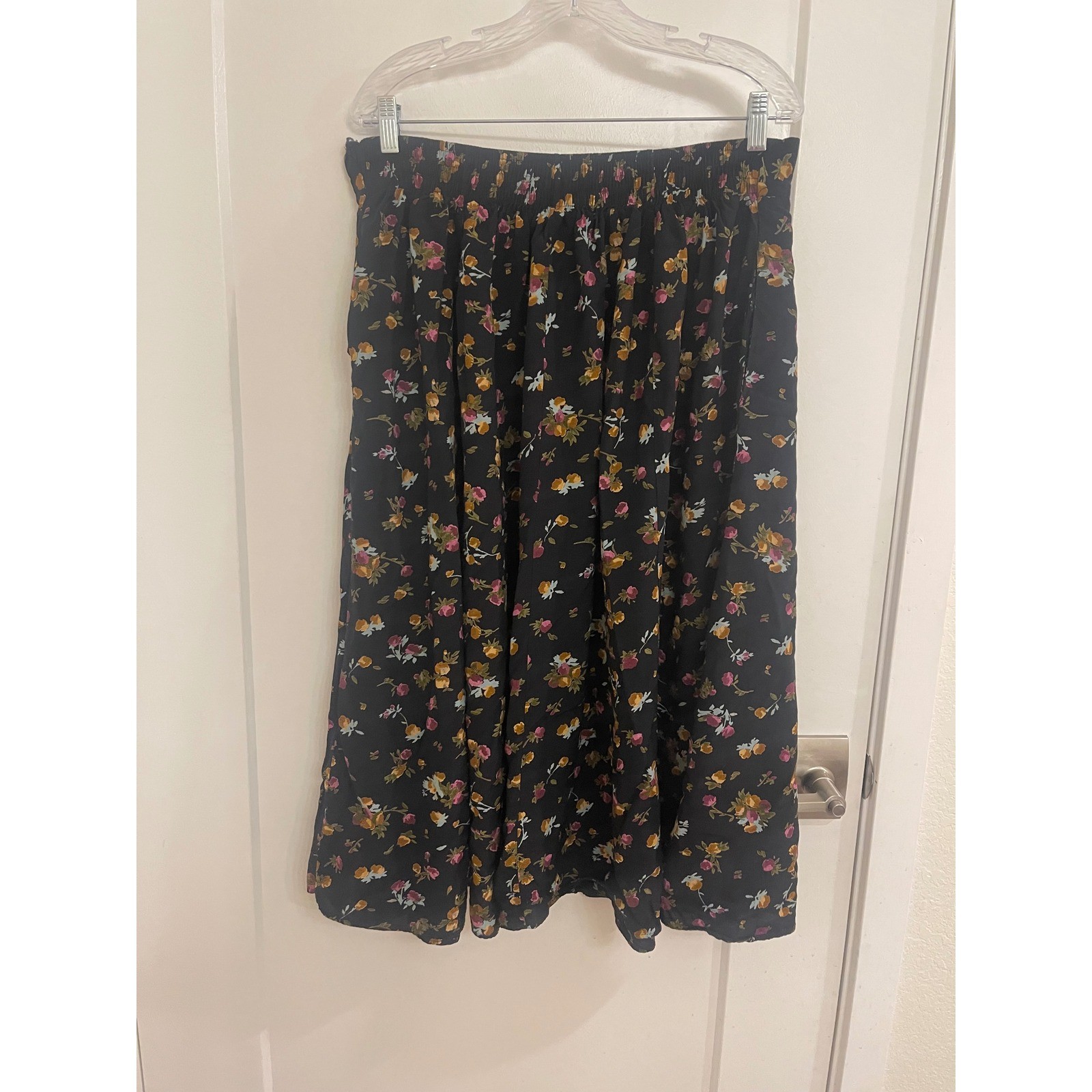 Vintage Kathryn Deene Floral Midi Skirt Front Button Cottagecore GrandmaCore