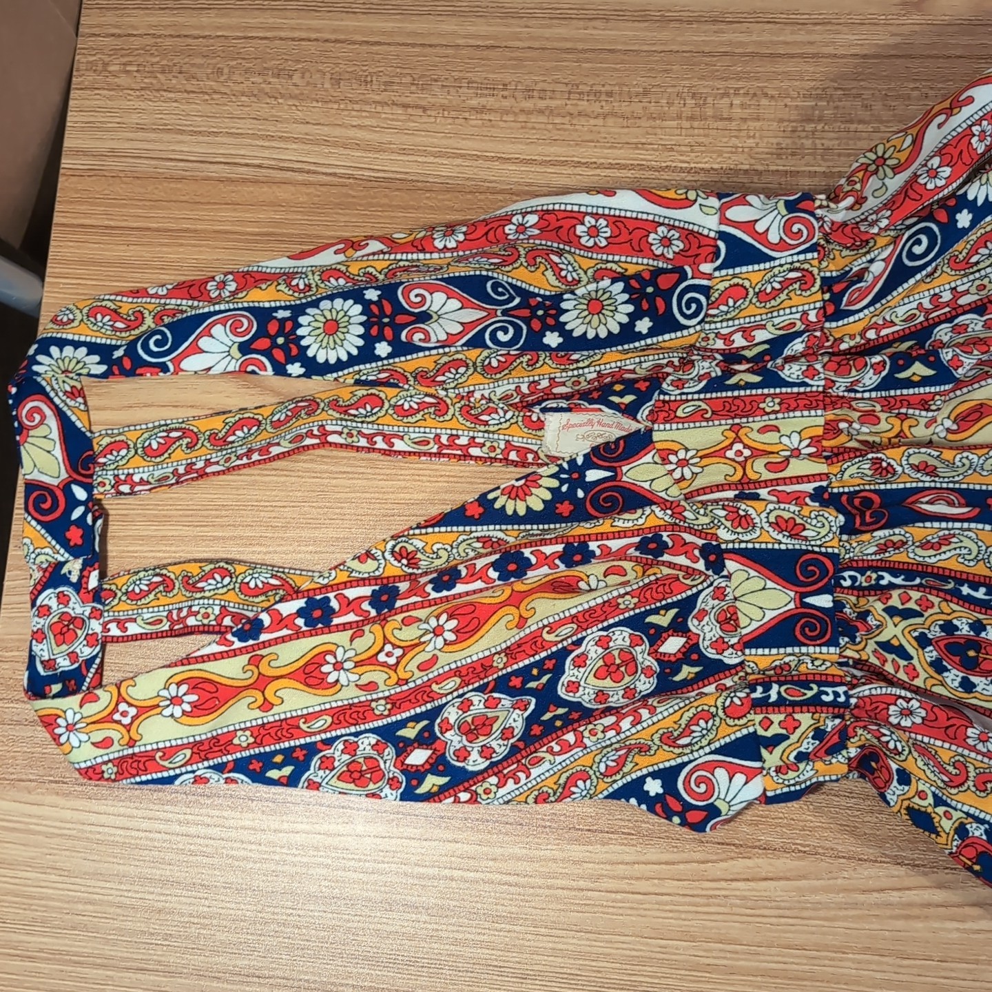 Vintage Handmade Maxi Dress 1960s Mod Hippie Boho Paisley Halter VIBRANT