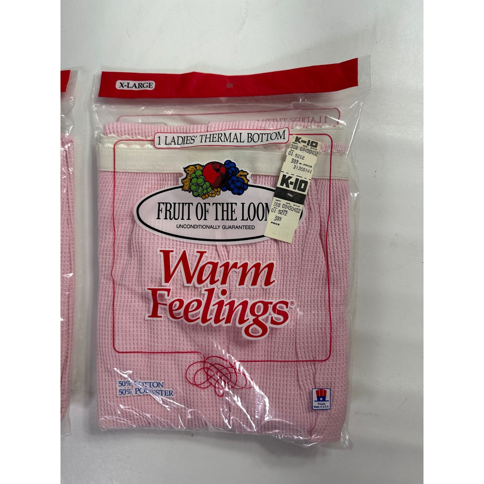 Vintage Fruit of the Loom Warm Feelings Pink Thermal Set Top L Bottom XL USA NIP
