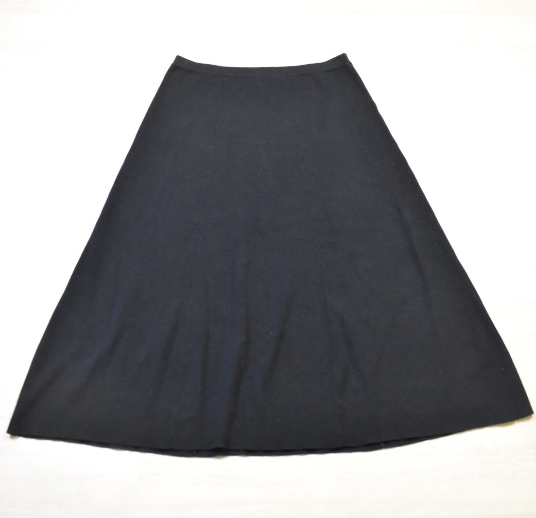 90s Linea Knit A Line Midi Skirt Cotton Acrylic Black Size Large VTG