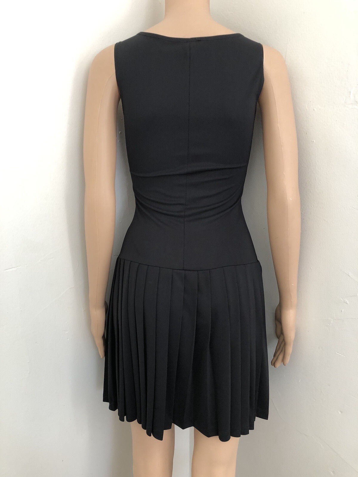 Vintage Taboo Crossover Black Lbd Y2k Drop Waist Pleated Skirt Dress