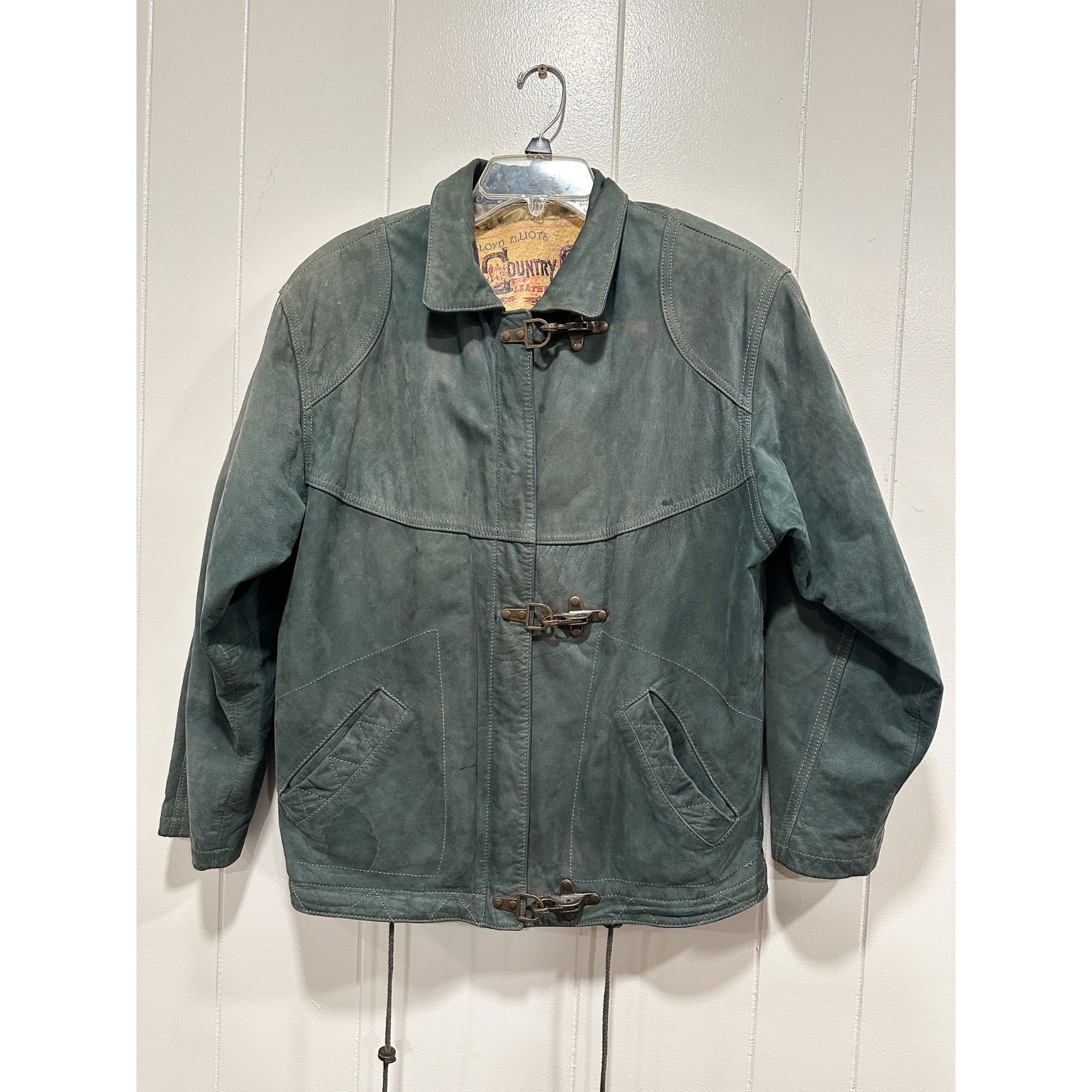 Vintage Lloyd Elliot Country Club Leather Jacket Green Womens M