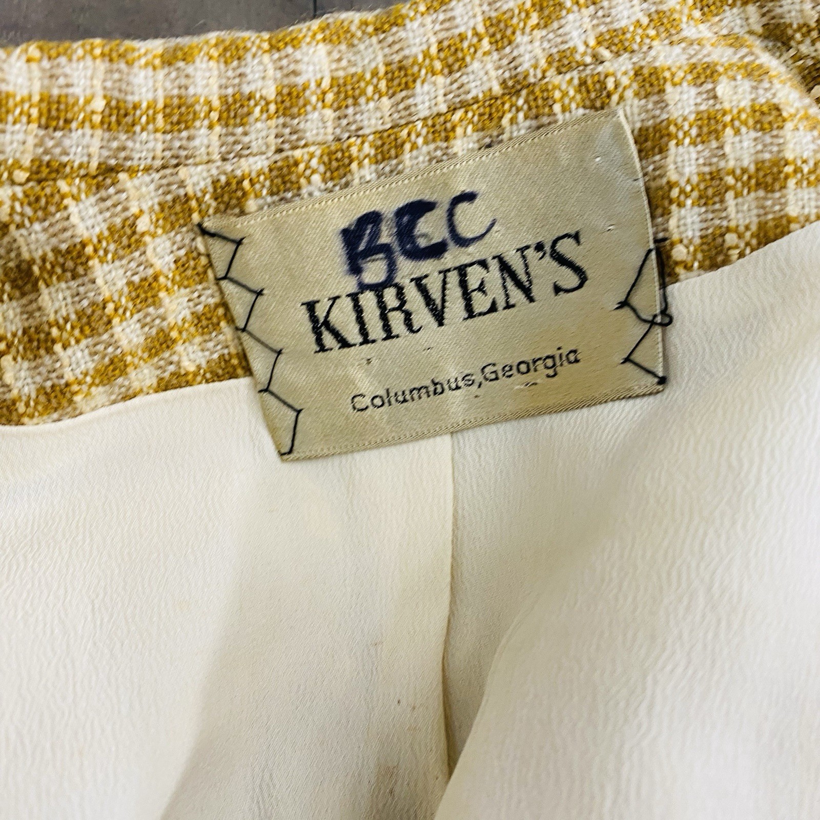 VTG 1950s Moordale Junior Suits Gingham Peplum Jacket Yellow White Check Kirvens