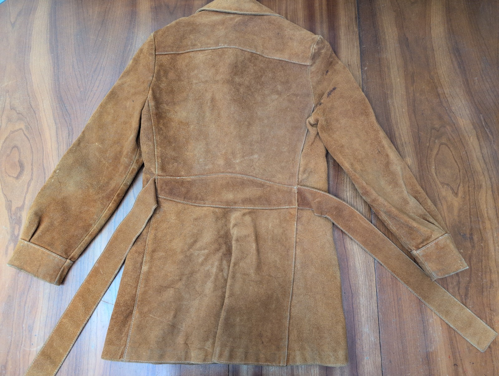 Vintage Tan Suede Hippy Boho Western Gothic Belted Safari Jacket 70s Women S