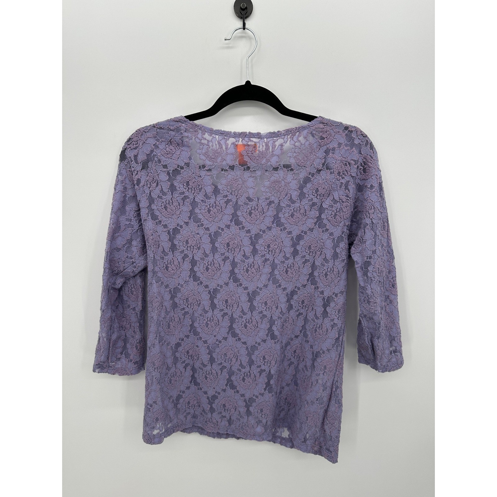 Purple Lace Y2K Boho Festival Fairy Top Sz L Sheer Floral Grunge Coquette
