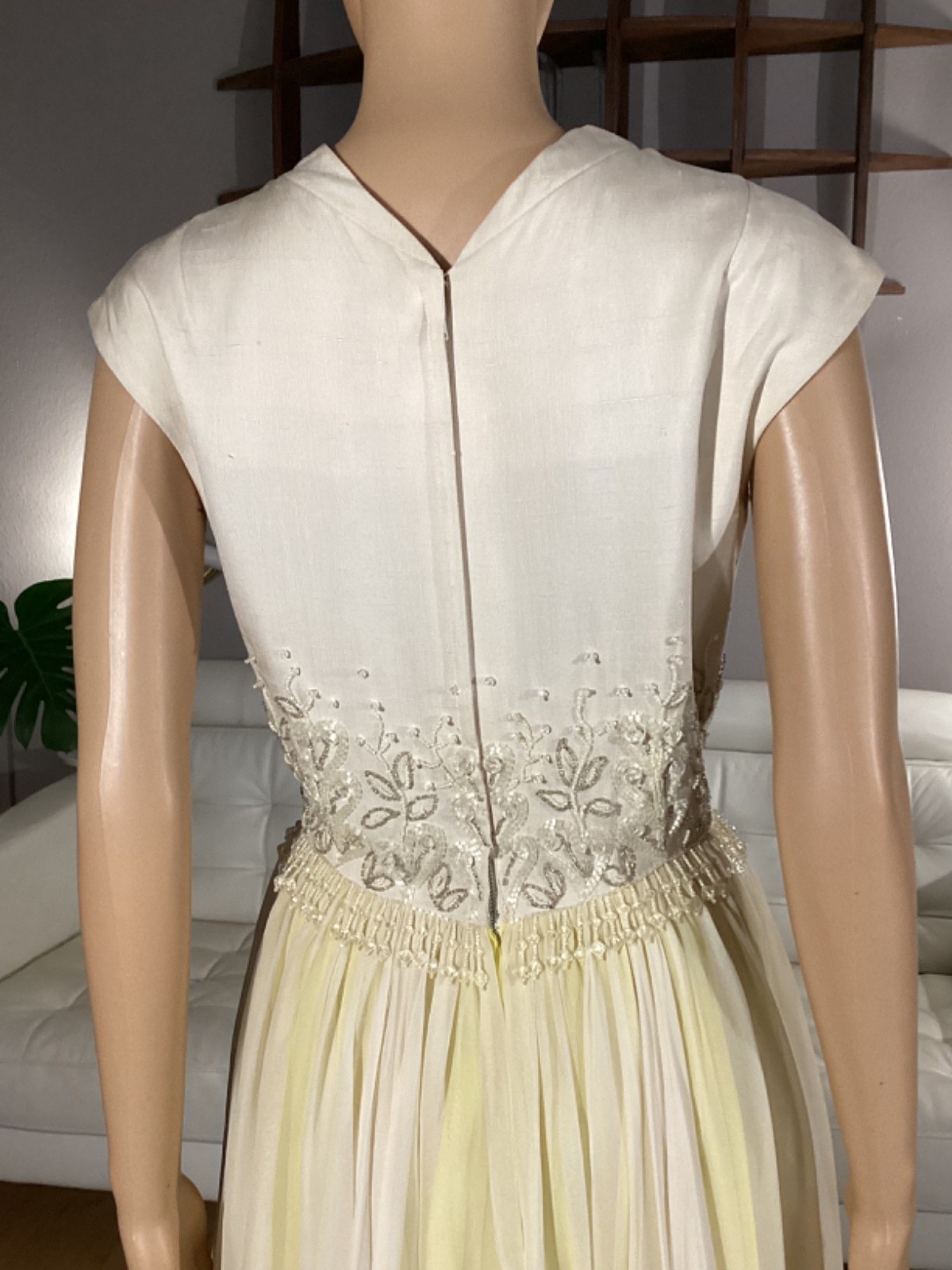 Vintage 1960’s PAT SANDLER Beaded Silk Chiffon Evening Party Cocktail Dress