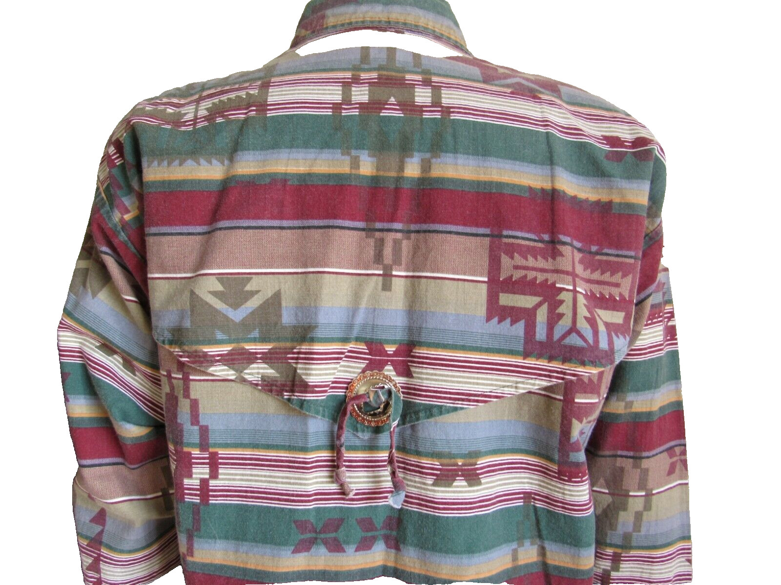 Vint Women’s L Roper Western Southwest Aztec Button up Medalion Shirt USA Cowboy