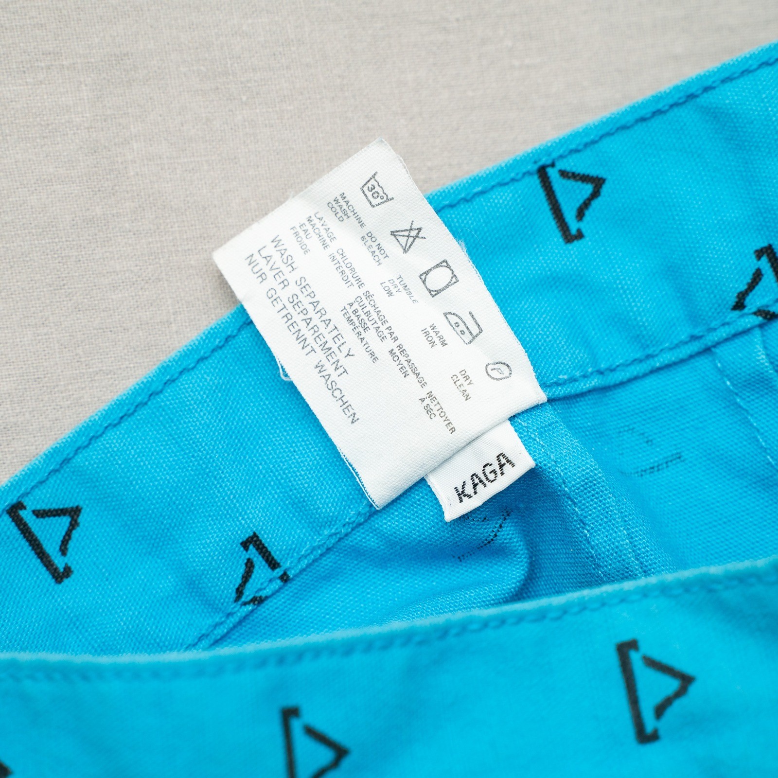 Vintage 80s Pleated High Waist Blue Pattern Side Zip Womens Pants 11/12 Cotton