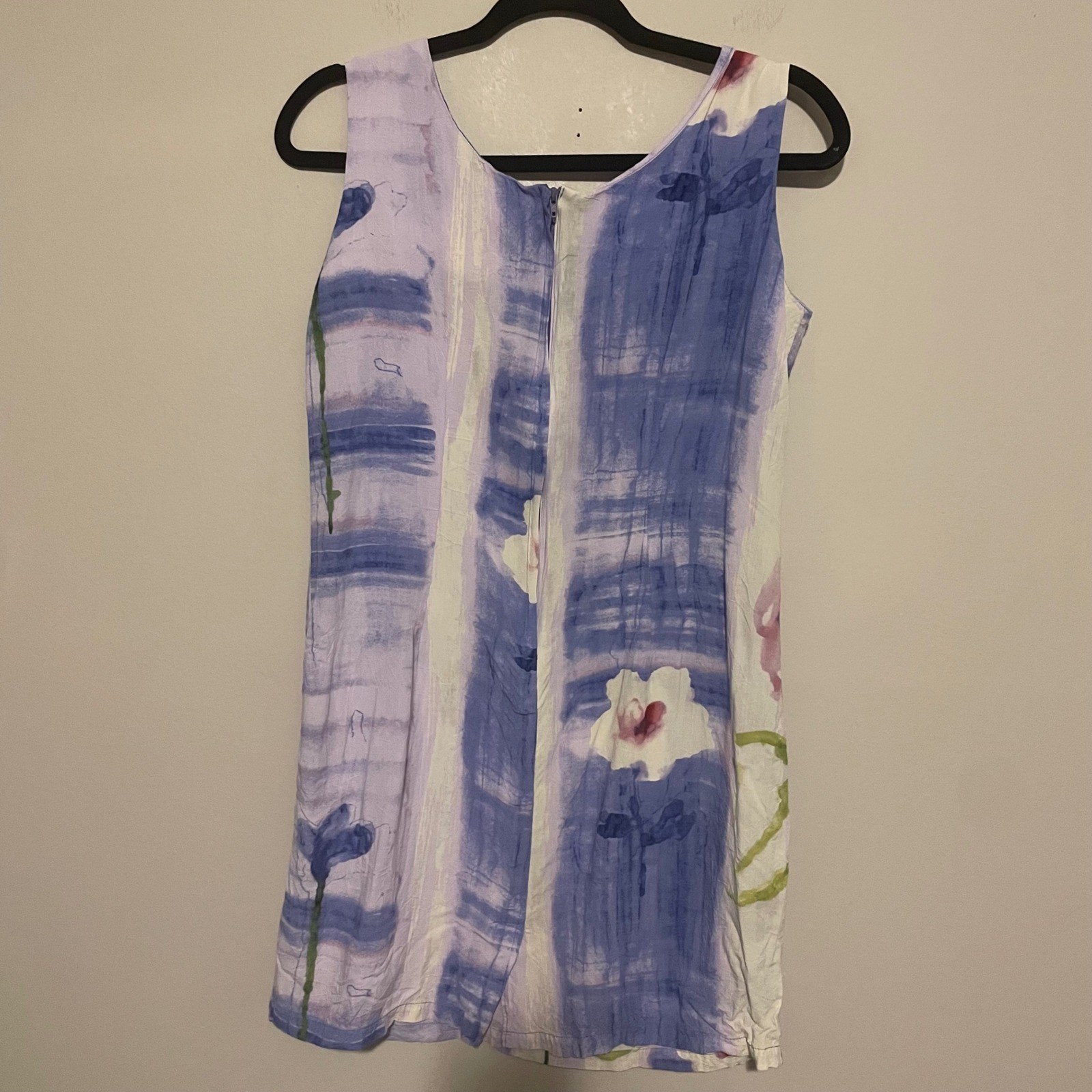 Vintage Jams World Arabella Floral Watercolor Print Shift Dress L Rayon resort