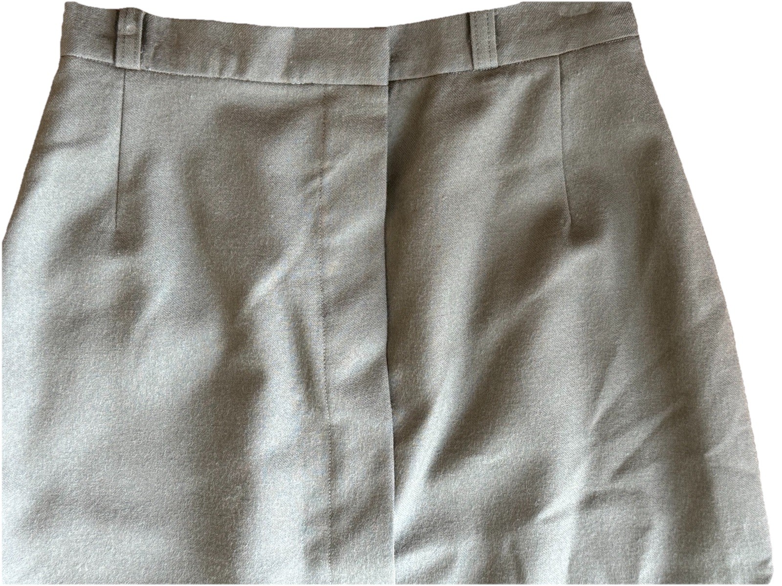 Vintage Bonwit Teller Jones New York Khaki Green Wool Pencil Skirt Fits XS