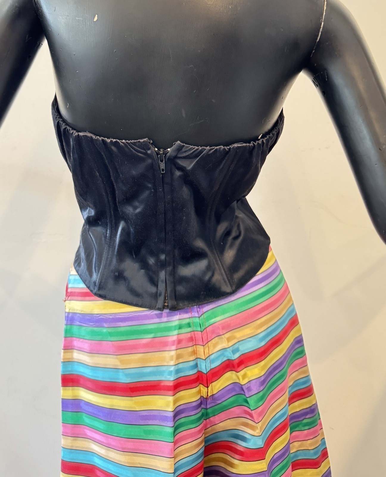 Vtg 60s 70s Rainbow Skirt Skort Palazzo Dress Pants Red Pink Purple Blue Green S