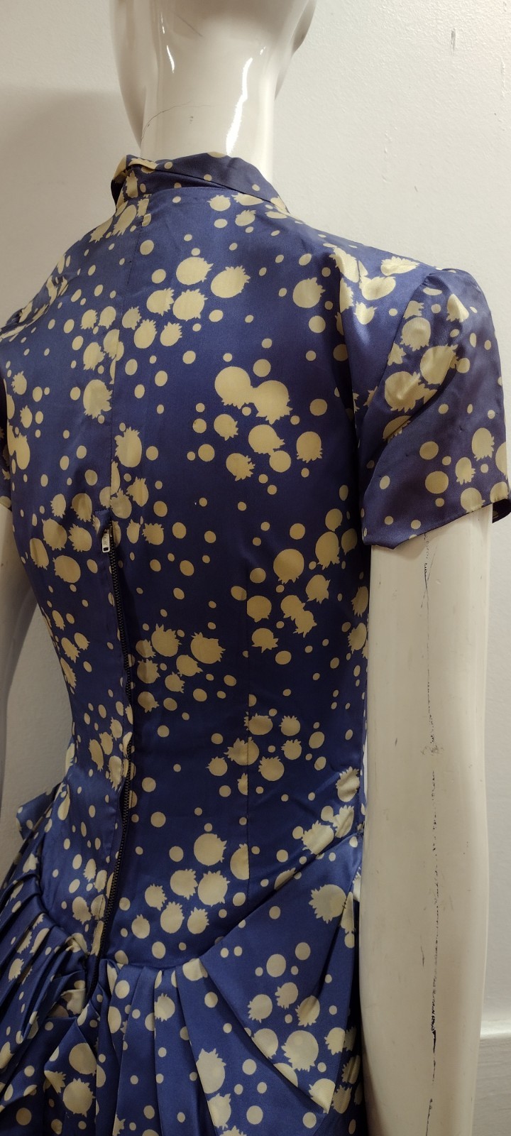 Vintage 1940s Draped Dangling Peplum Evening Dress Jonathan Logan 40s NEW LOOK