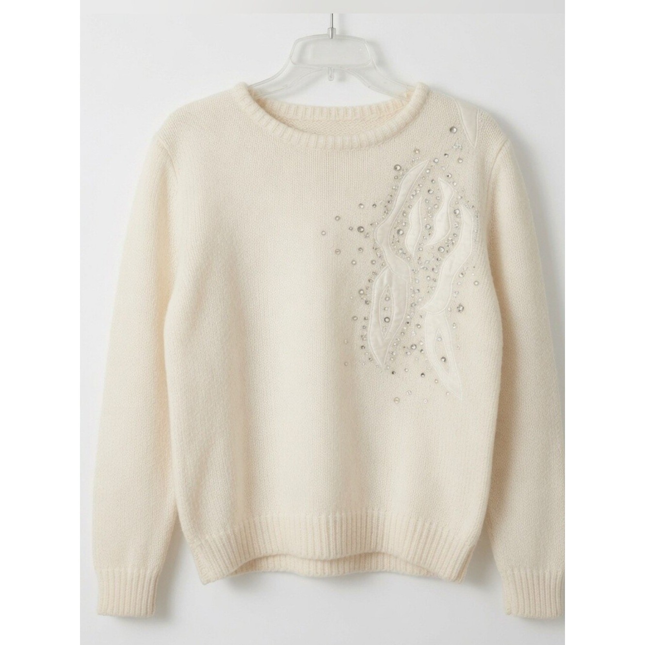 Vintage Croquet Club Embellished Cream Sweater Size M