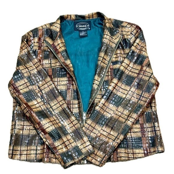 SELENE SPORT 90s Vinyl Plaid Snakeskin Pantsuit | Y2K Collector Unisex | Sz 12